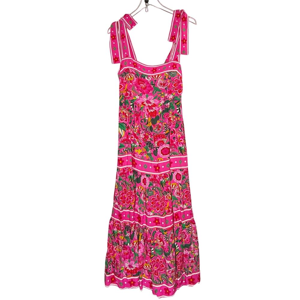 Beach Riot Charlotte Maxi Dress M Passion Floral Vibrant Pink Floral Tiered Vaca